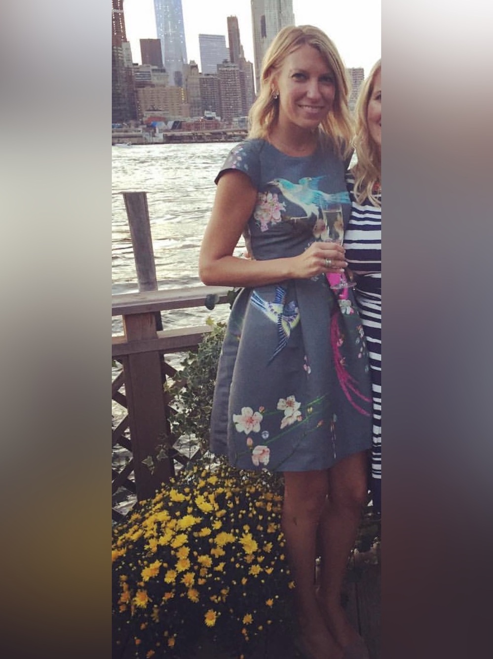 Ted Baker London Charcoal Dress with Floral and Bird Print